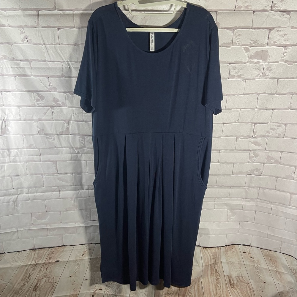 Navy Cotton Midi Dress